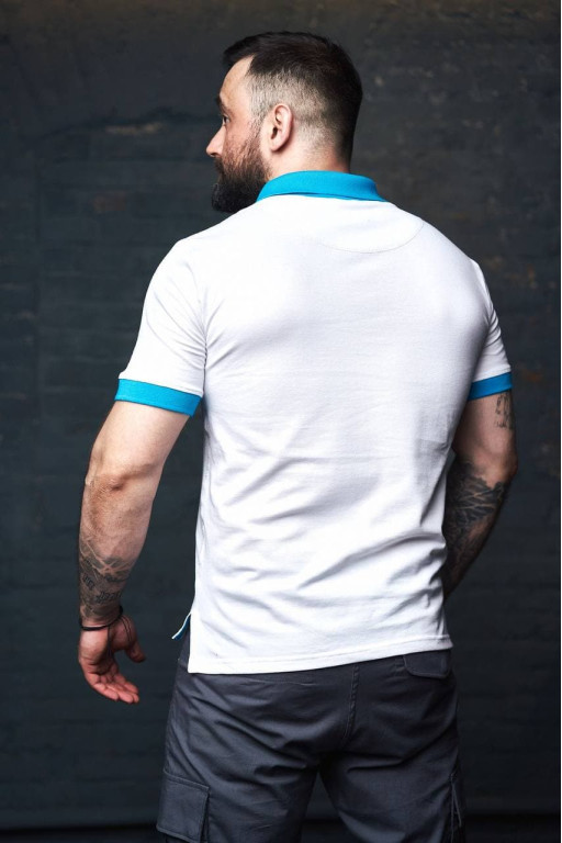 Чоловіче поло White Turquoise «13» - 40/4XS