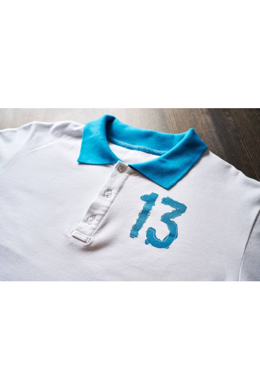 Чоловіче поло White Turquoise «13» - 40/4XS